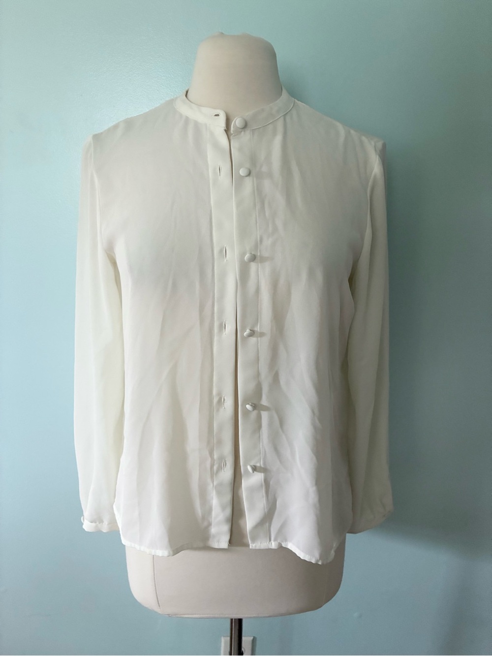 Zara Basic Mandarin Collar Pleated Back Blouse